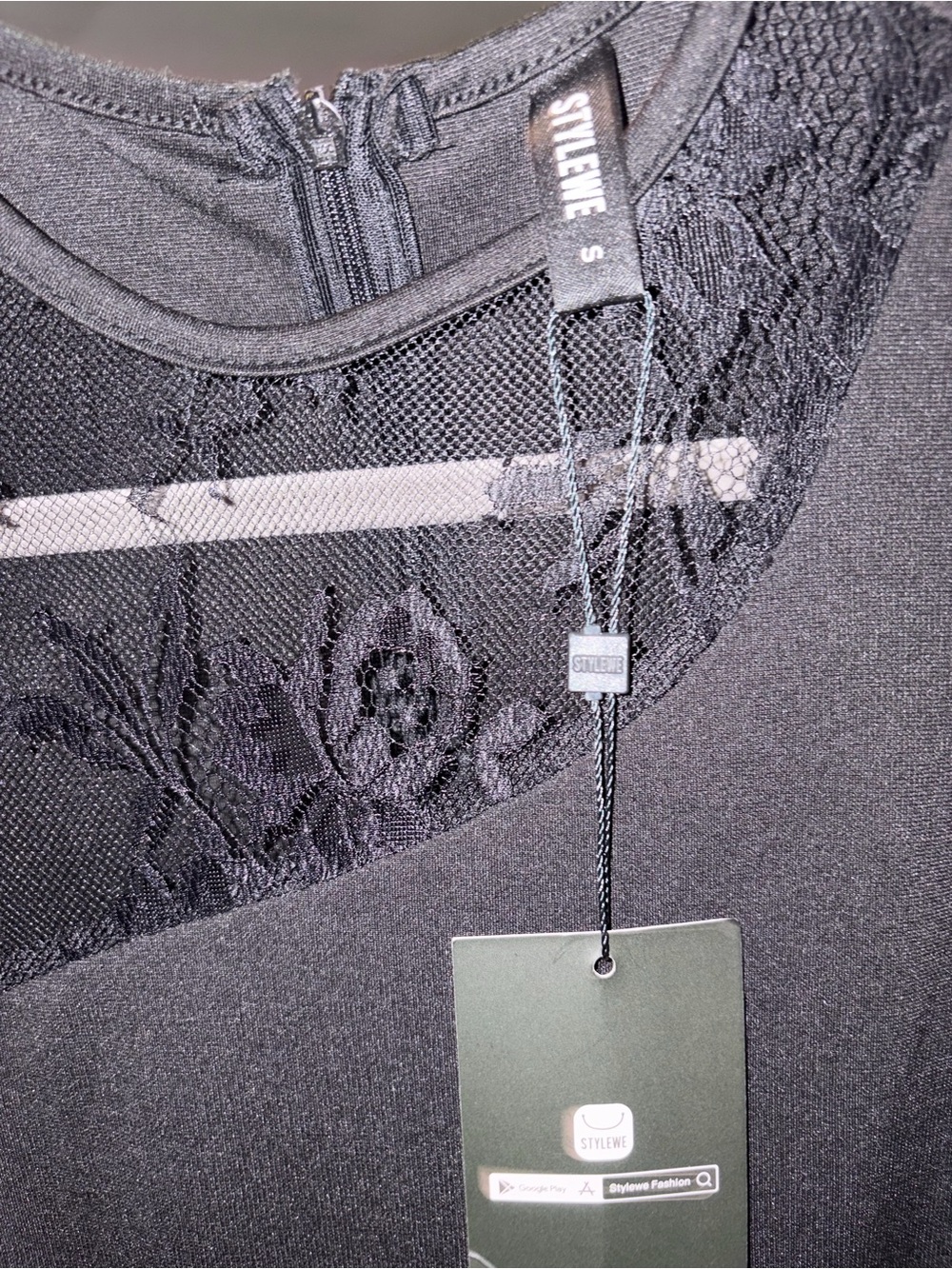 STYLEWE NWT Black & Nude Lace Long Sleeve Maxi Dress (Size Small) - Picture 6 of 6